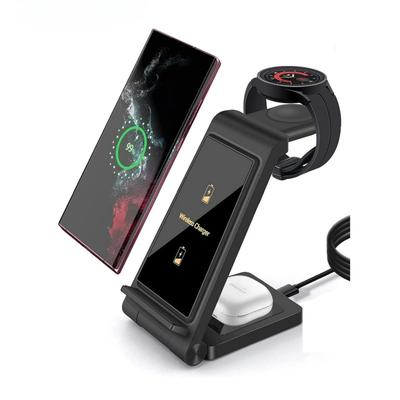 Carregador Sem Fio 3 em 1 para Samsung S24 S23 Ultra/S22/S21/Note 20/Z Flip 6/Z Fold 6 Estação de Carregamento Rápido para Galaxy Watch 7 Pro