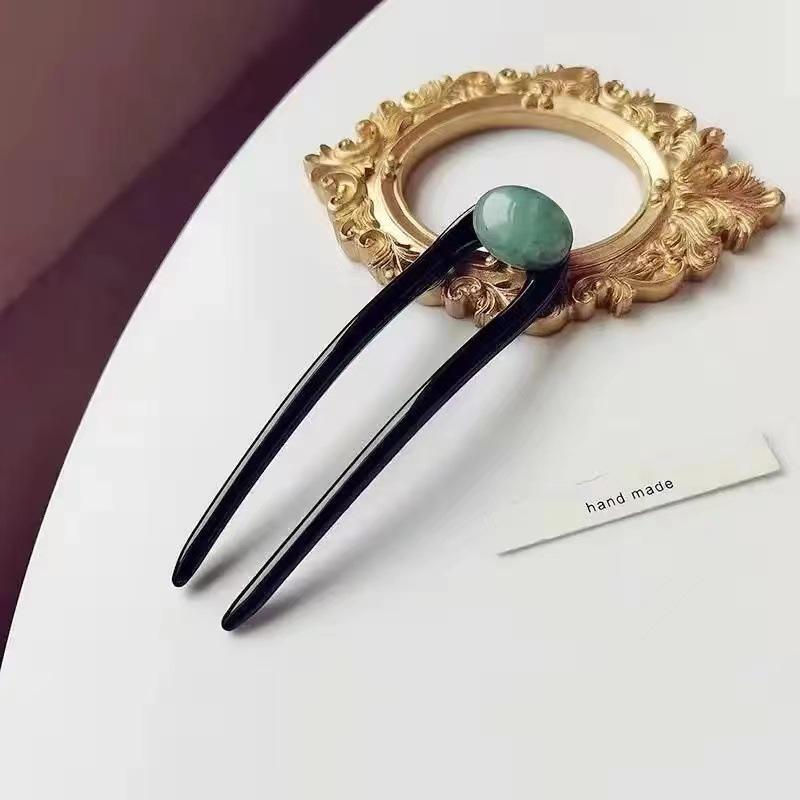 Retro Gem-Embellished Hairpin: Stylish Hair Fork and Bun Headdress for Women