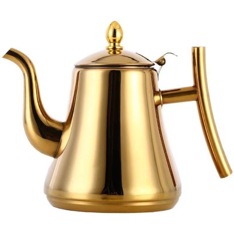 Stainless Steel Kashi Flower Tea Kettle with Filter - Ideal for Hotels, Restaurants, and Teahouses.