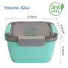 Freshmage 56oz Lunch Container To Go - Salad Bowl with 3 Compartments and Dressing Container for Toppings and Snacks - Unisex (Green)