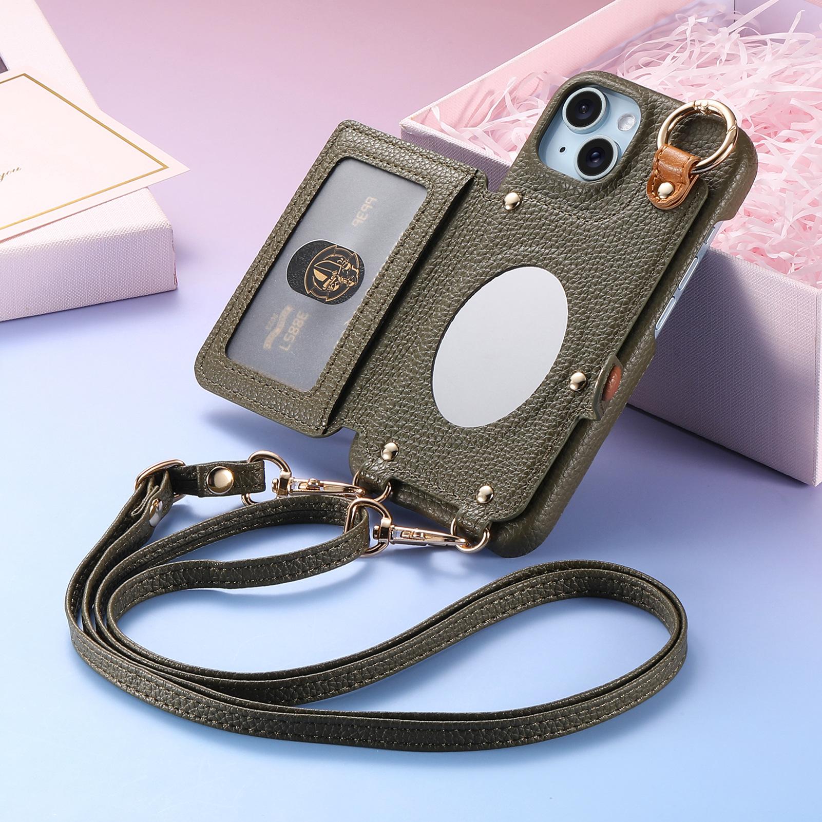 

Новая модель подходит для чехла для мобильного телефона Apple 16 Pro Crossbody с зеркальным держателем для карт, защитного чехла для iPhone15. iPhone 16 Pro Max