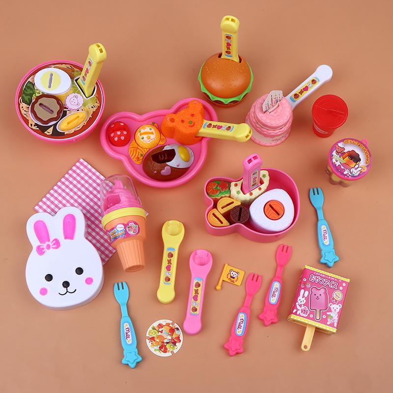 Simulation Food Feeding Toys With Storage Box Bento Hamburger Ice Cream Food Toy Set Dollhouse Kitchen Toys Kid Birthday Gifts