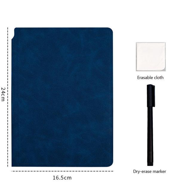 A5 Opakovaně použitelný bílý zápisník/poznámkový blok s fixem na bílou tabuli zdarma a mazací utěrkou, týdenní plánovač, přenosné zápisníky