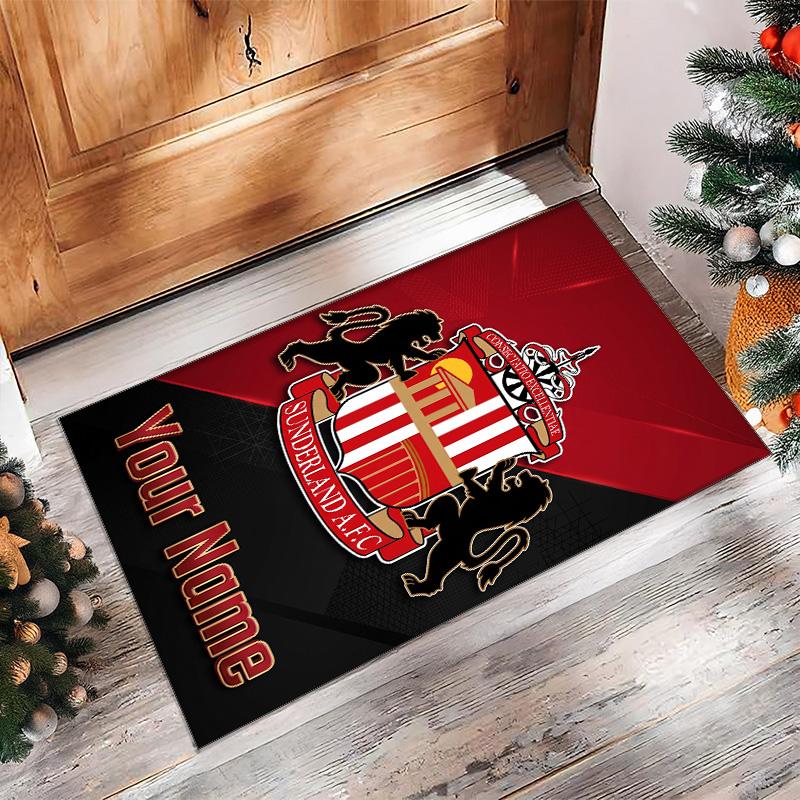 Sunderland FC Bedruckter Kristall-Samt-Teppich Rutschfester Kristall-Samt-Teppich für Sofa, Schlafzimmer, Innenbereich, Heimdekoration