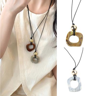 Imitation Camel Bone Pendant Necklace Elegant Hollow Pendant Jewelry Sweater Chain Perfect for Nature Lovers Present