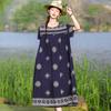 Women's Round Neck Short Sleeve Maxi Dress Loose Relaxed Waist Elegant Floral Print Plus Size Casual Summer Dress