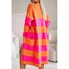 Womens Oversized Longline Knit Cardigan V-Neck Loose Fit Acrylic Wool Blend Striped Plaid Casual Sweater
