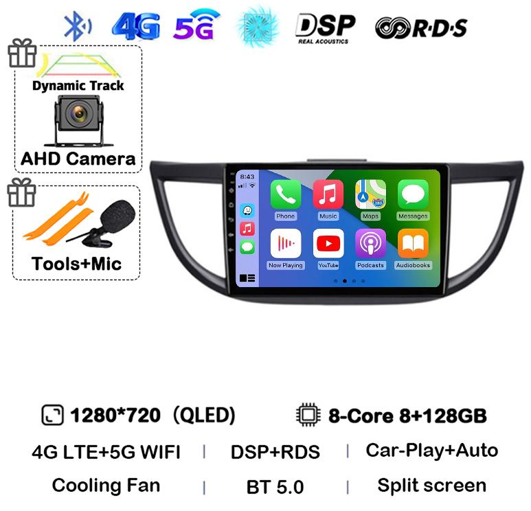 Android 14 Carplay For Honda CRV CR-V 2011 2015 2016 2017 2018 Car Radio Multimedia Video Player Navigation GPS Head Unit Stereo