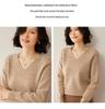 Women's V-Neck Dot Yarn Wool Sweater - Thick, Warm, Versatile Knitwear for Autumn and Winter