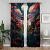 Sun Moon and Tree Blackout Curtains for Camera Halloween Decoration Kitchen Curtains 2 Pieces Tulle for Bedroom Partition Shades