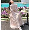 French Floral Dress Chiffon Long Dress Long Sleeve Skirt Autumn Senior Wear Dress Women's New Gentle Wind