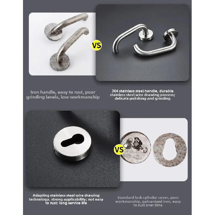 304 Stainless Steel Bedroom Silent Handle Lock, Indoor Split Wooden Door Lock