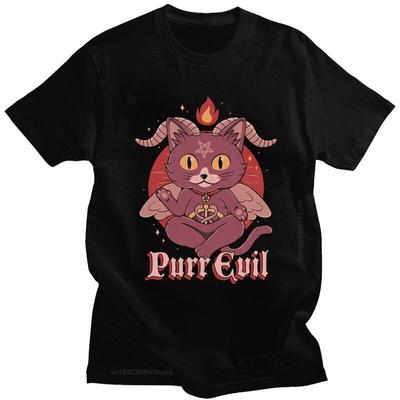 Funny Baphomet Purr Evil Unisex T Shirt Cotton Tees Kawaii Lucifer Occult Goat Tshirt New Arrivals Novelty Graphic Tshirt Camisa
