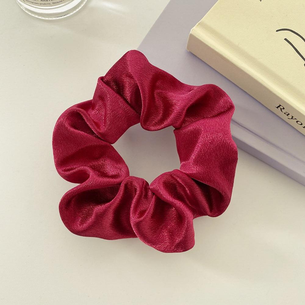 Premium Silk Satin Elastic Scrunchies, Solid Color Ponytail Hair Accessories for Women
