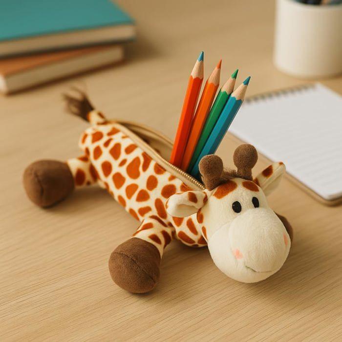 Trousse en Peluche - Girafe - 25 cm - Douceur - Fermeture Zippée - Idéale pour Enfants