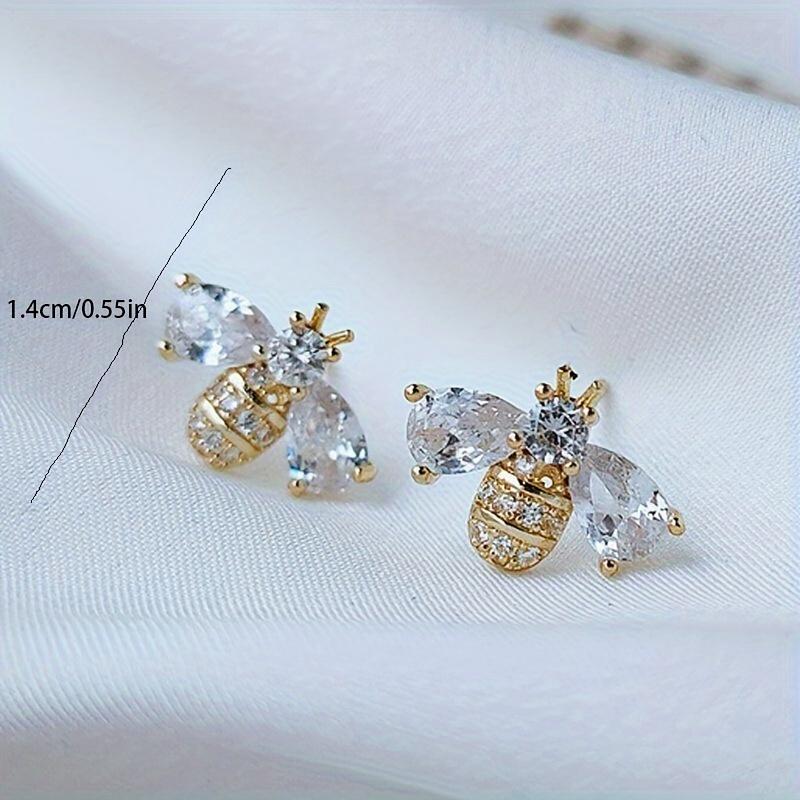 

Очаровательные серьги в виде медоносных пчел для девочек, милые заклепки в тон и стразы в виде насекомых, ювелирный подарок на вечеринку золотой