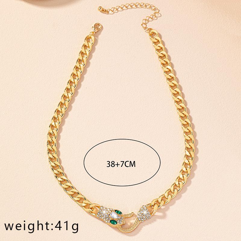 Zodiac Snake Pendant Necklace Female Personality Punk Light Luxury Diamond Collarbone Chain