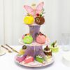 1 Set 3 Tiers Butterfly Cupcake Cake Stand Wedding Birthday Party Decorations, Cardboard Cupcake Holder Cupcake Tower for Party
