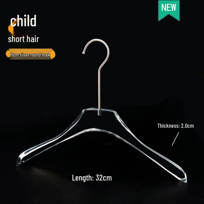 Acrylic Non-slip Clothing Hanger with Pant Clips for Men, Women, and Children - Transparent Plastic with Logo