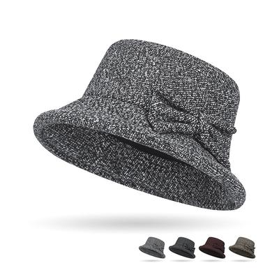 Chapeau pour femme d'âge moyen et âgé Automne Hiver Chapeau Bassin en Laine Chapeau de Pêcheur Épais
