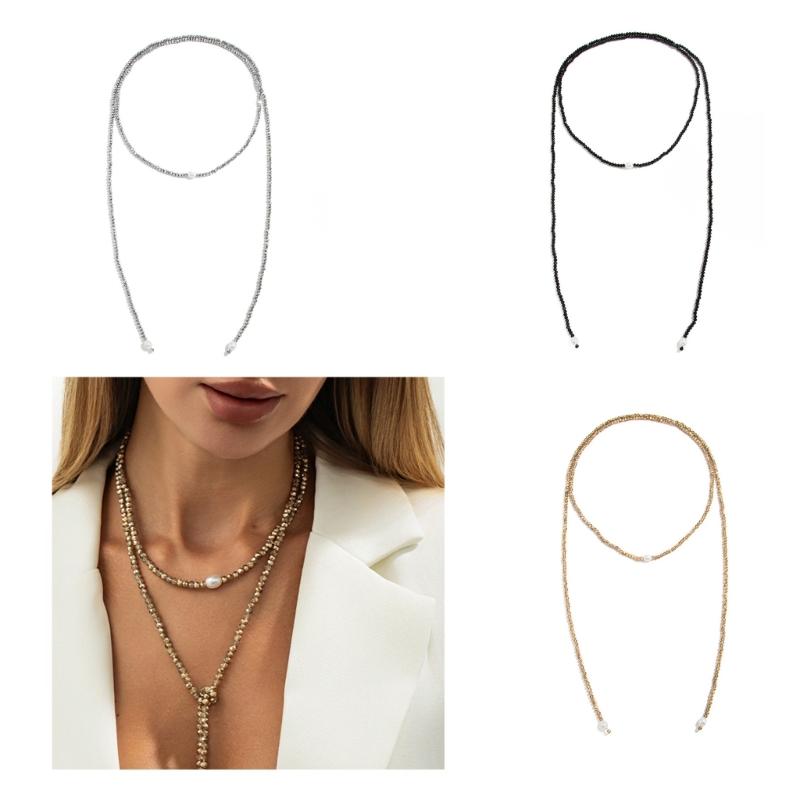 Vintage Bead Long Necklace Neckwear with Cool Minimalist Accent for Casual and Formal Wear Comfortable Lightweight