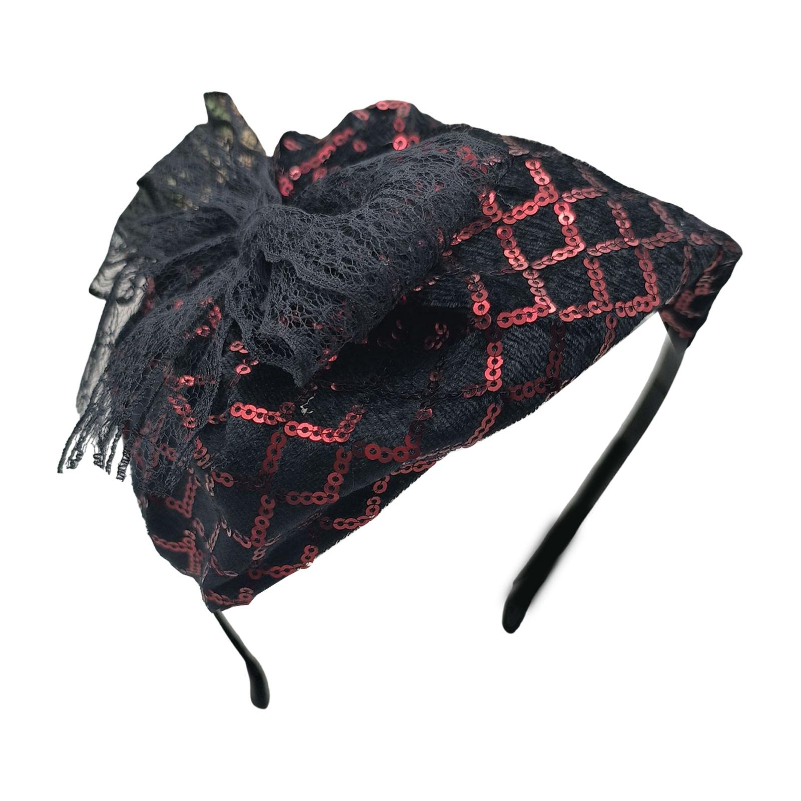 

Блестки Полушляпка Кружево Бант Повязка на голову для женщин Французский Обруч для волос Вечернее платье Накидка для волос Винтажные Аксессуары для волос для вечеринки красный