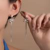 Tulip Flower Bow Long Tassel Diamond Stud Earrings Gentle Temperament Generous Earrings Sweet Earrings