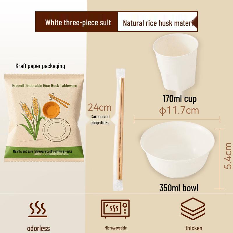 Eco-Friendly Rice Husk Disposable Dining Set