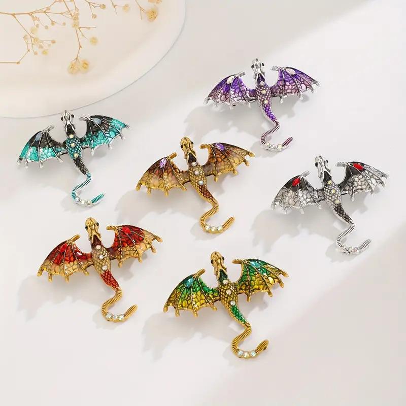 1PC Jewelry Gorgeous Brooch Gift Dragon Design Shining Pin Luxury Rhinestones Fashion Clothing Accessories Cool Multicolor