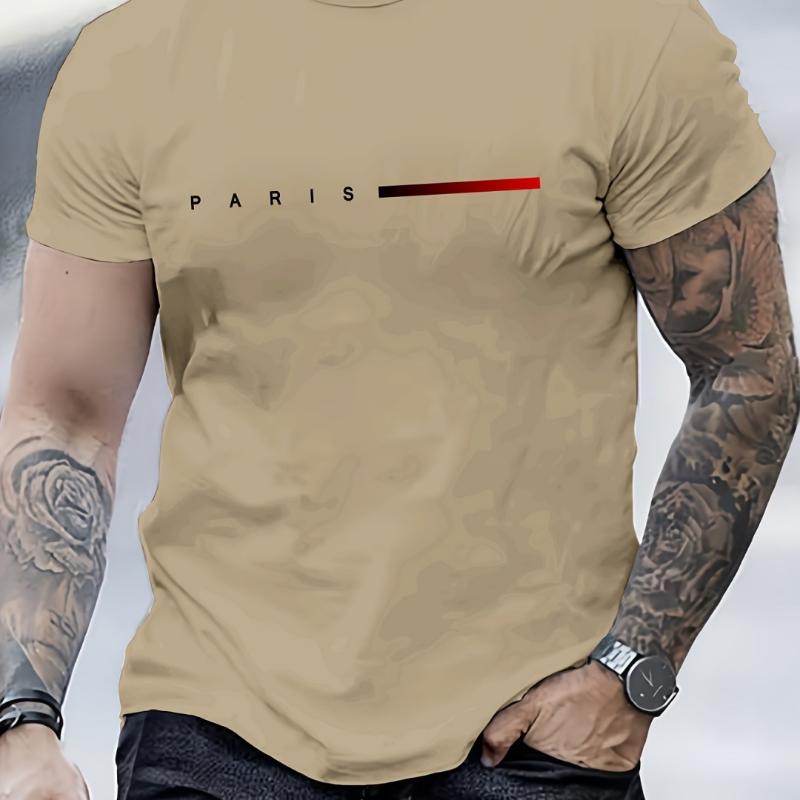 Summer Oversized T Shirt Man Loose Paris Creative Male T-Shirt Letter Print Casual Slim Round Neck Short Sleeved T-Shirt Top