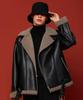 Koleat Men Oversized Shearling Fleece Jacket Black Khaki_Gray