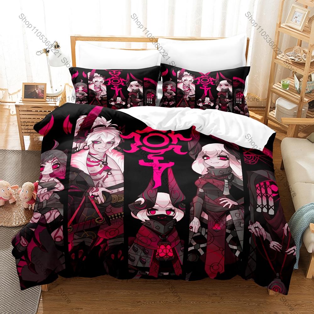 Soulfire Demons Themed Bedding Set, Duvet Cover & 2 Pillowcases, Fiery Demon Pattern Breathable Fabric All Season Use