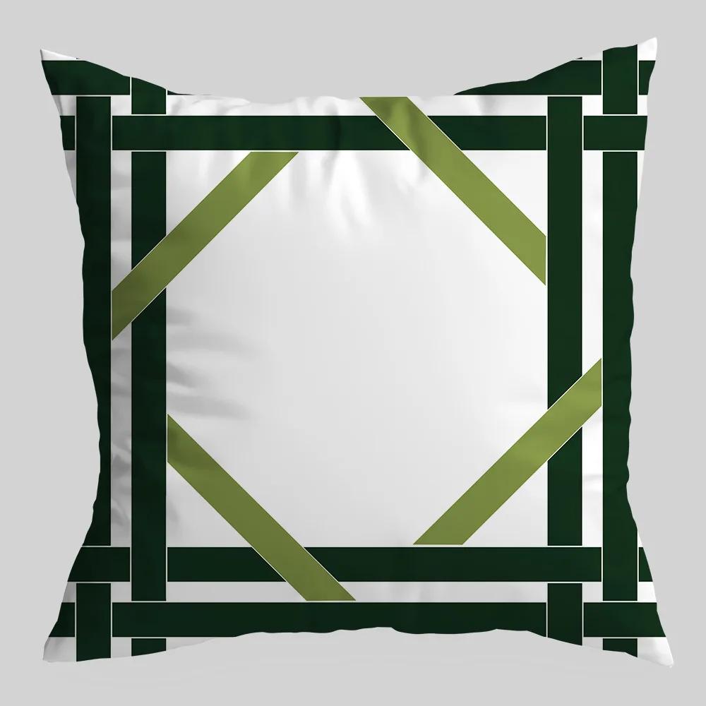 45x45cm Green Fresh Geometric Printed Pattern Pillowcase for Home Living Room Sofa Car Decoration Cushion