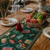 Chemin de table Scène de Noël: Décoration de Fête Élégante Style Américain pour Tables Basses
