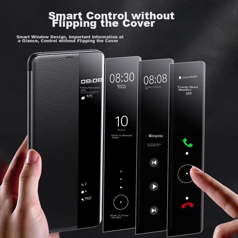Ekakashop GermanySmart View Flip Case for Huawei Mate50/Mate50e, Full Protection Shockproof Business Leather Cover Xuan Black]