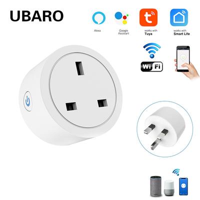Uk Type Tuya Wifi Smart Socket Phone App Control Support Google Home Alexa Voice Plug Timing Wireless White Power Outlet