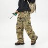 Men's Trendy Straight Casual Pants Camouflage Fashion Multi-pocket Overalls Blue Versatile Wide-leg Pants
