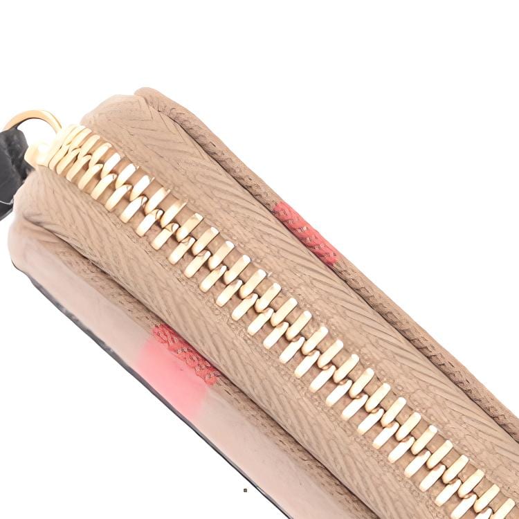 Burberry Fabric With Leather Trim Wallet Women's Brown & Multicolor 80840301