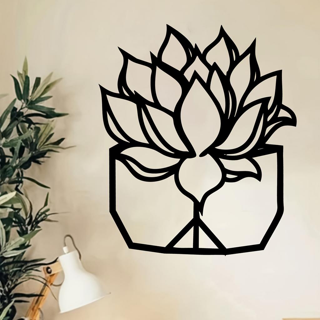 1pc Rust Resistant Succulent Metal Wall Art Garden Fence Sculpture Housewarming Gift Living Room Plant Decor