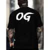 European Sizes Men'S OG Graphic Back Print T-Shirt - Bold White Lettering On Black, Casual Streetwear Tee with Round Neck & Short Sleeve