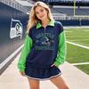 Women's Casual Printed Long Sleeve Zip Up Sweatshirt with Stand Collar