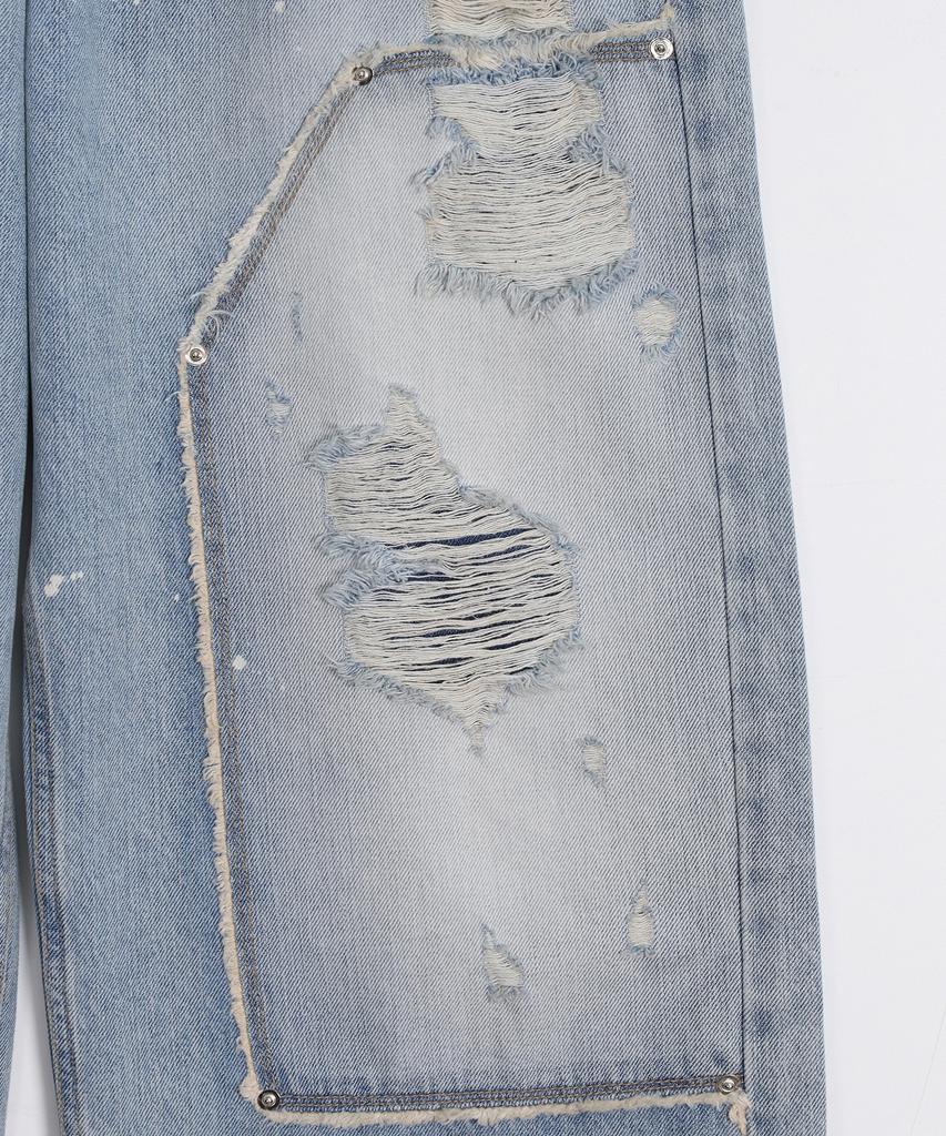 Aesimeteuli Distressed Panel Jeans / Light Blue