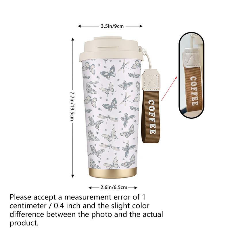 Coffee Mug 532ml Vintage Bug Element Lanyard Insulated Cup Leakproof Hand Cup Hot Cold Cup Gift Cup Beach Cup