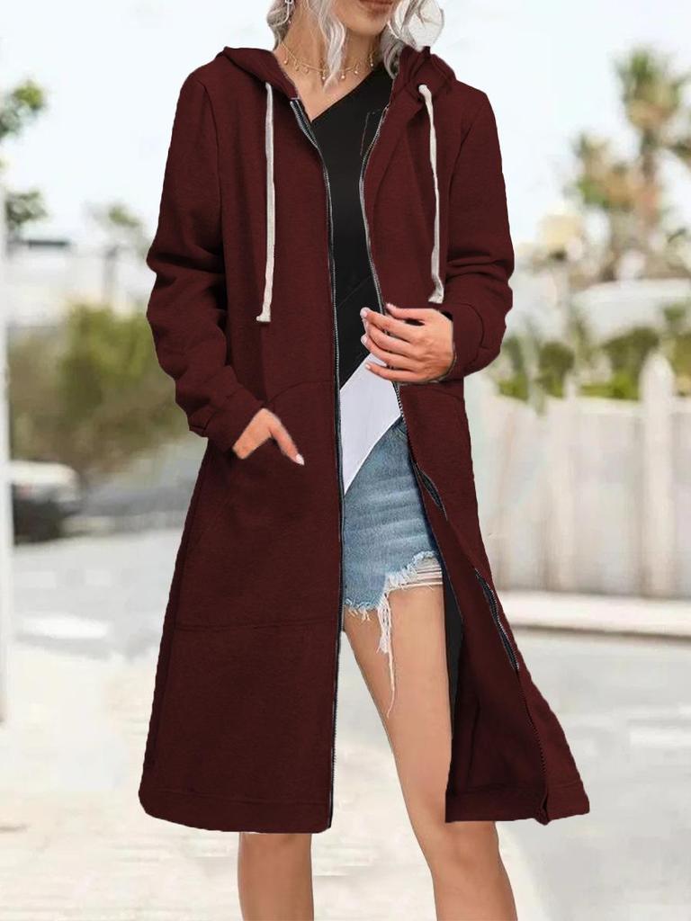 Plus Size Hoodies for Women Casual Full Zip Hoodies Women's Long Hoodies Loose Sweatshirts With Pockets