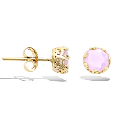 [Q6839] - Gold Plated Earrings 'Cleopatra' Rose Gold (milky) - 6 Mm