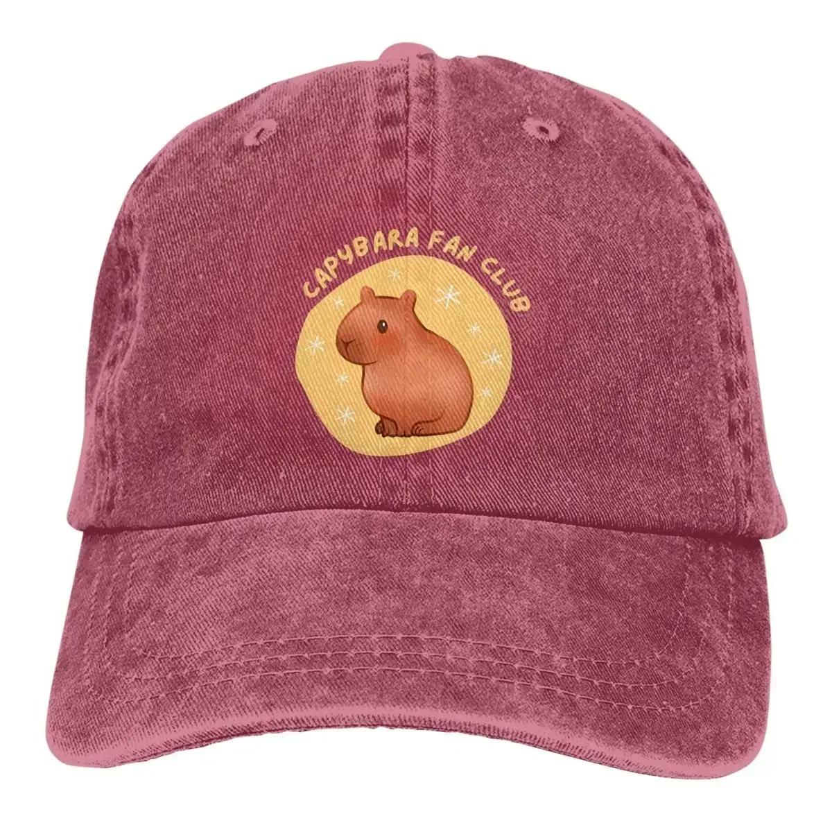 Washed Unisexs Baseball Cap Cute Pastel Capybara Fan Club Trucker Snapback Caps Dad Hat Capybara Golf Hats One Size