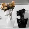 Creative Black And White Side Face Large With Earrings Art Ceramic Vase Trendy Fashion Nordic Style Ornament