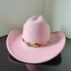 New White Western Cowboy Hat For Men And Women Jazz Cowboy Hat Color Belt Accessories Panama Sombrero Hombre Hat