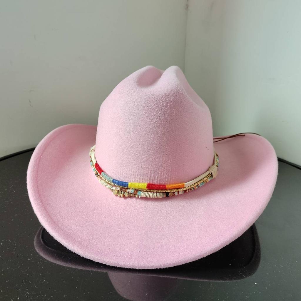 New White Western Cowboy Hat For Men And Women Jazz Cowboy Hat Color Belt Accessories Panama Sombrero Hombre Hat