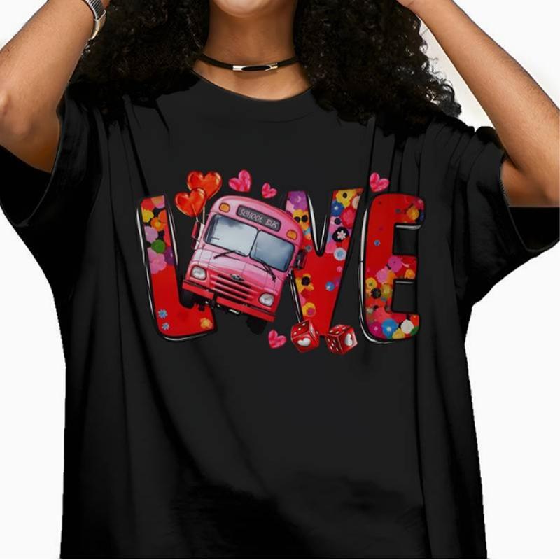 

Модная женская футболка с принтом «Романтическое путешествие», забавная повседневная футболка с круглым вырезом и короткими рукавами, летняя женская футболка 8XL темно-синий